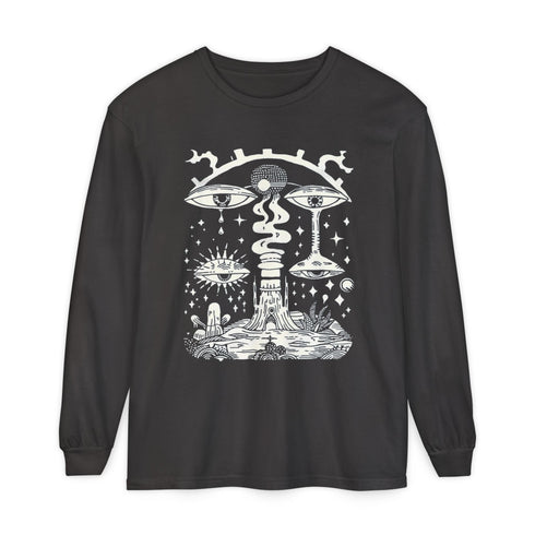 Paradoxical Perspective (Front design) - Unisex Garment-dyed Long Sleeve T-Shirt